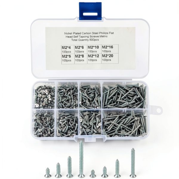 M2 Flat Head Self Tapping Screws Siyurongmy – Carbon Steel 800 pcs-0