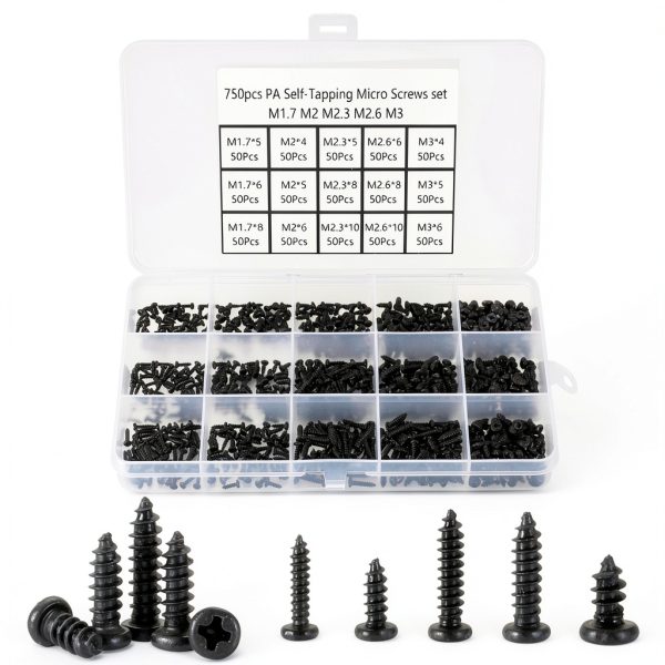 HanTof Self-Tapping Screws 750pcs Phillips Pan Head Carbon Steel Black-0