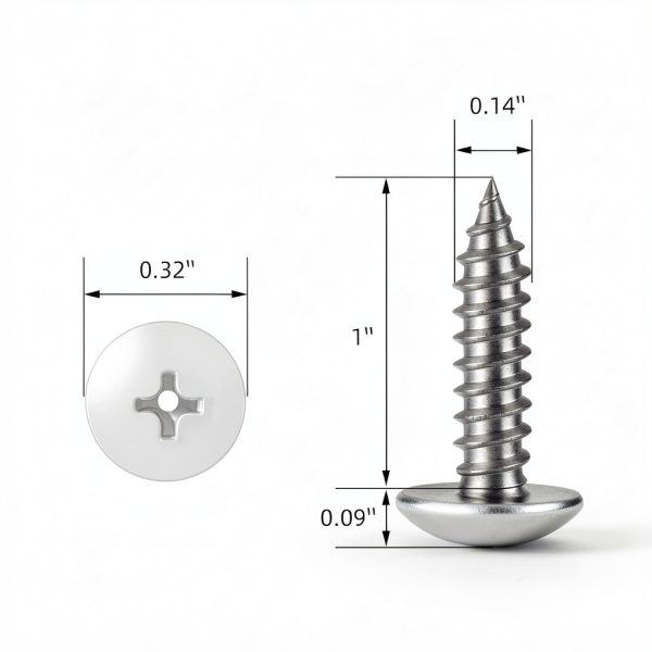 Etauwe Self Tapping Screw #6 x 1 Alloy Steel Truss Head White-1