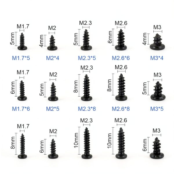 HanTof Self-Tapping Screws 750pcs Phillips Pan Head Carbon Steel Black-4