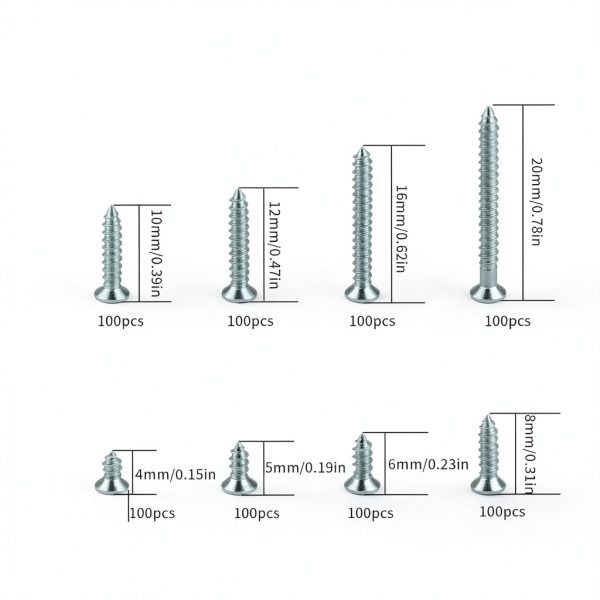 M2 Flat Head Self Tapping Screws Siyurongmy – Carbon Steel 800 pcs-1