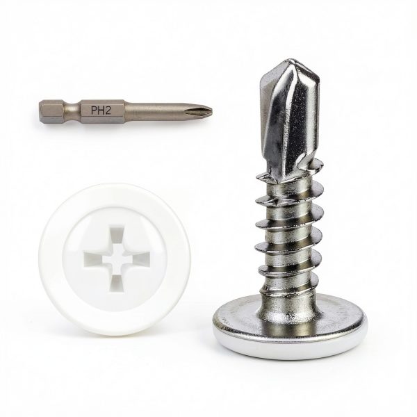 8 Self Tapping Screws kvohlum White Truss Head, 100 pcs-0