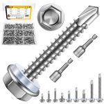 Mywish 410 Stainless Steel Self Tapping Screws 385pcs #8 #10 Hex Truss-0
