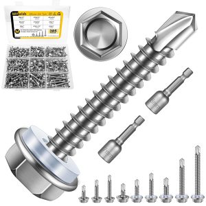 Mywish 410 Stainless Steel Self Tapping Screws 385pcs #8 #10 Hex Truss-0