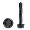 14 x 1 Hex Washer Head Self Tap Screws TEK Black 50pcs-1