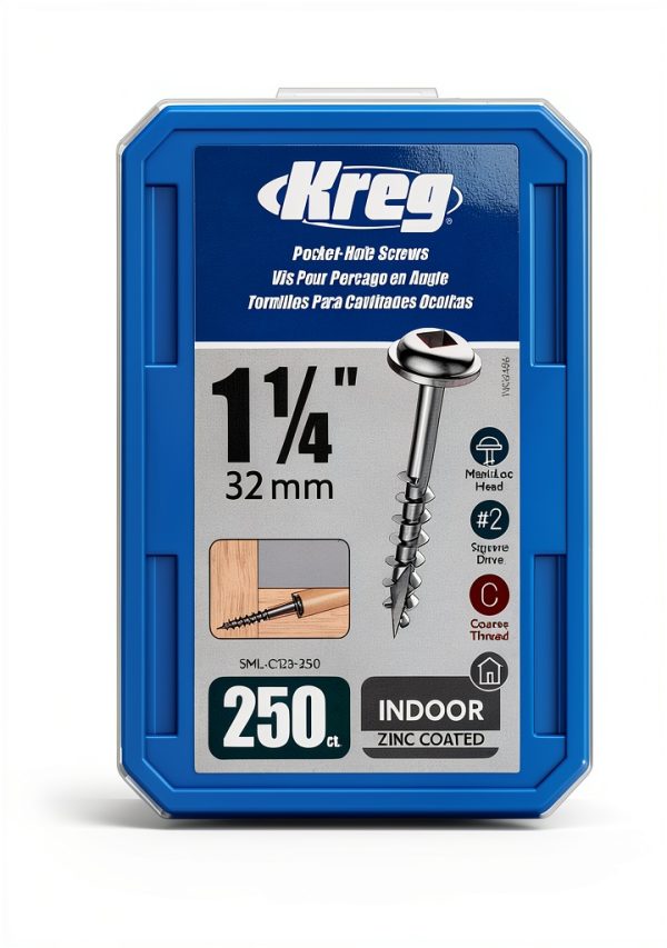 Kreg Pocket Screw 1-1/4 inch 8 Coarse Thread Maxi-Loc Zinc 250 Count-0